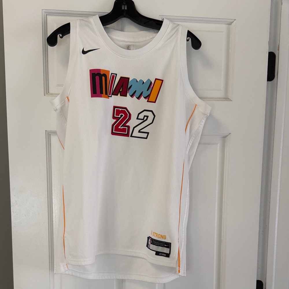 Nike White Miami Multicolor Graphic Basketball Jersey #22